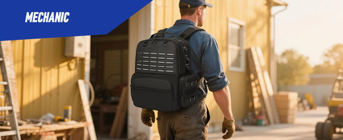 Mochila Herramientas Profesional Heavy Duty - Almacenamiento 3 Bolsas Electricista Fontanero