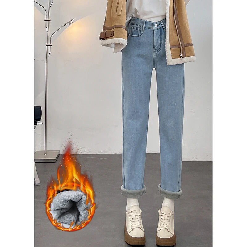 Vaqueros Mujer Forro Polar Invierno - Jeans Térmicos Cintura Alta