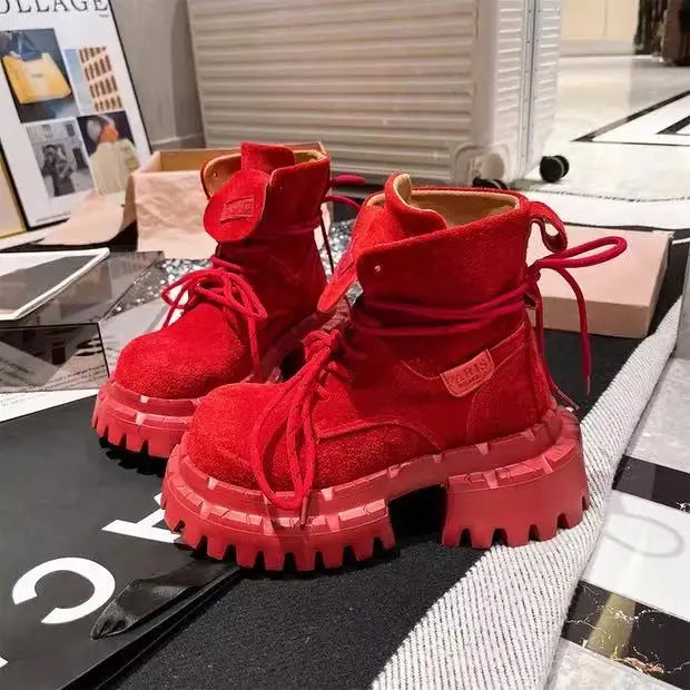 Botas Tobillo Mujer 2025 Plataforma - Chunky Ante Sneakers Deportivas Invierno