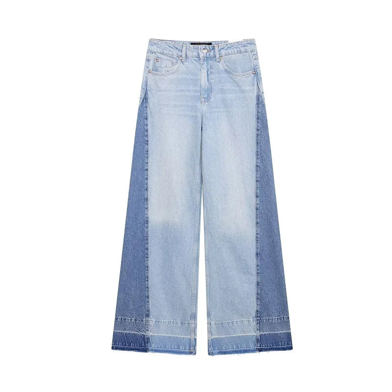 Jeans Baggy Mujer Pierna Ancha - Pantalón Denim Cintura Alta Azul