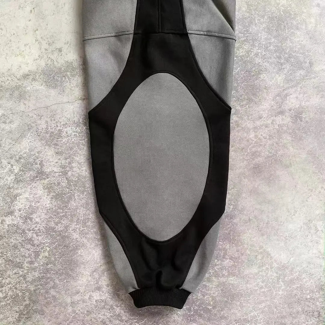 Sudadera Goth Harajuku Hombre - Hoodie Y2K Patrón Negro Gris Otoño