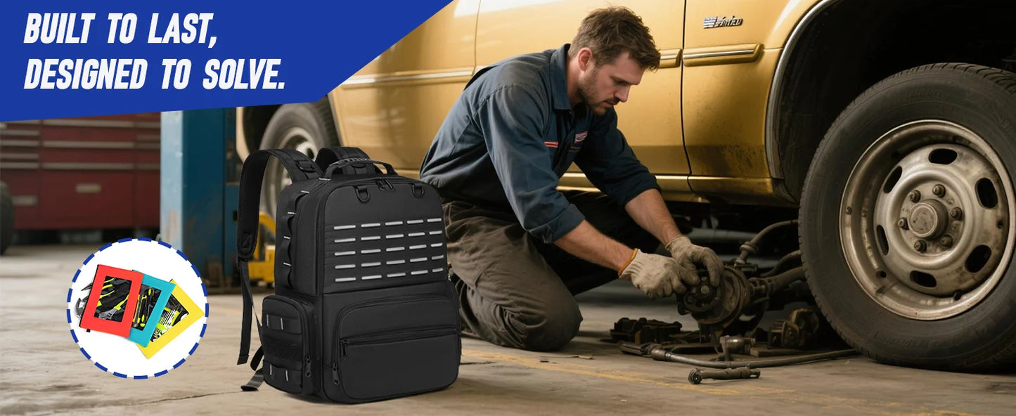 Mochila Herramientas Profesional Heavy Duty - Almacenamiento 3 Bolsas Electricista Fontanero