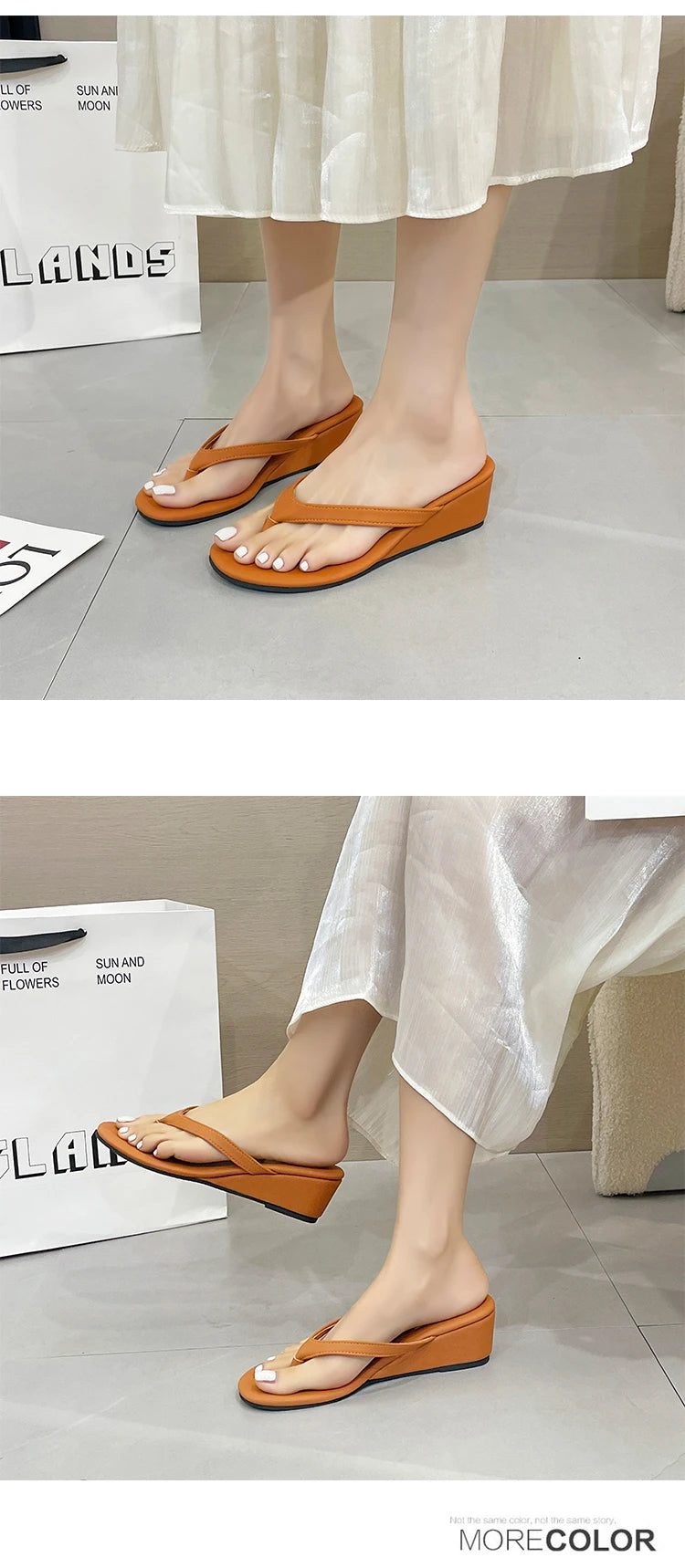 Sandalias Mujer Cuña - Chanclas Casuales Tacón Medio Verano