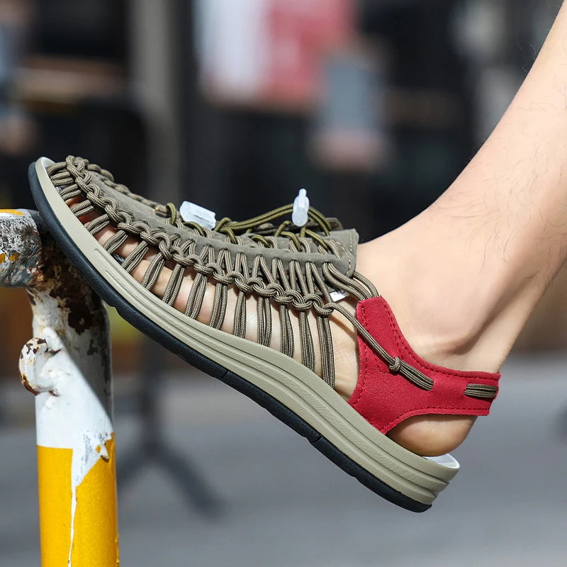 Sandalias Hombre Verano Tejidas - Outdoor Transpirables Slip-On Tallas Grandes