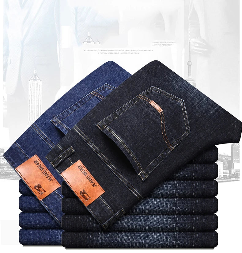 Vaqueros Hombre Business Stretch Slim - Jeans Casuales Clásicos Negro Azul