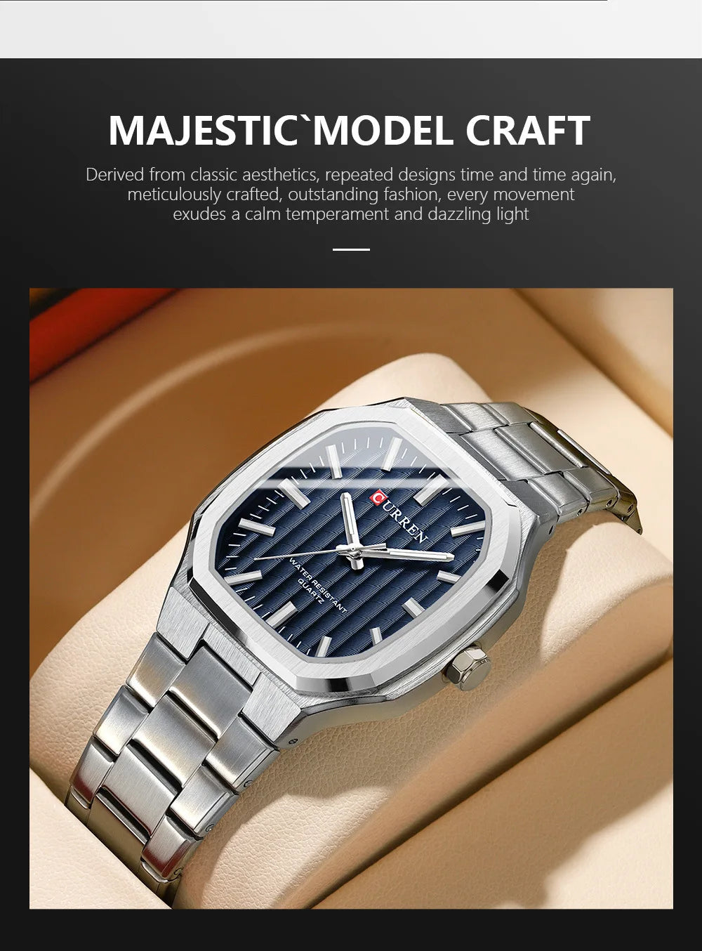 Reloj CURREN 8458 para Hombre - Cuarzo Business Resistente al Agua con Correa de Acero