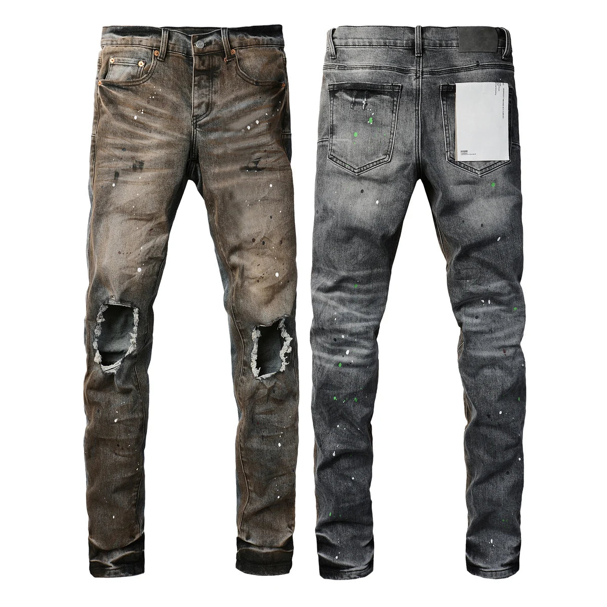 Vaqueros Hombre 2025 High Street Rotos - Jeans Skinny Desgastados Azul Cintura Baja Fashion