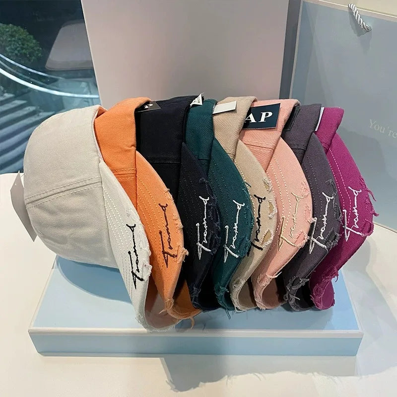 Gorra Baseball Vintage Bordado Letras - Cap Ajustable Primavera Verano Unisex