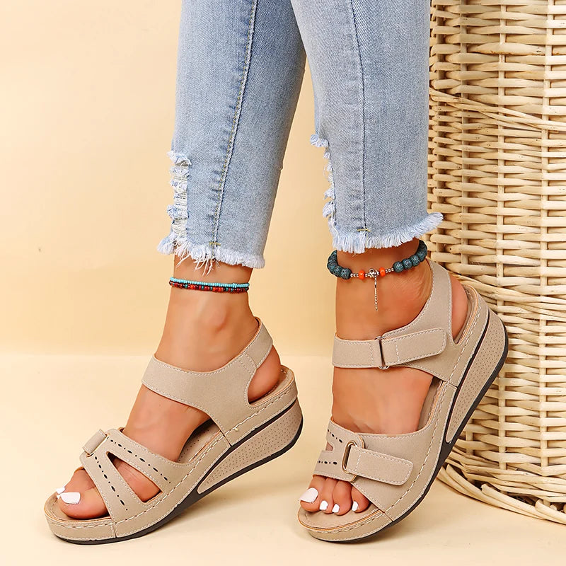 Sandalias Cuña Mujer Verano - Zapatos Plataforma Suela Suave Elegantes Tendencia