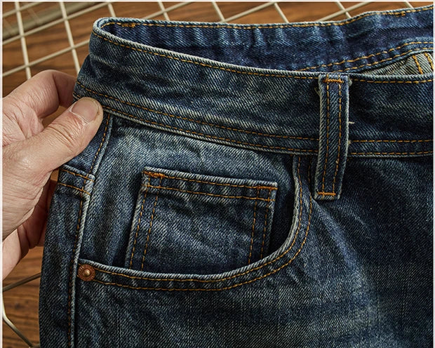 Vaqueros Moto Vintage Americanos - Jeans Cargo Parches Pesados Estilo Retro