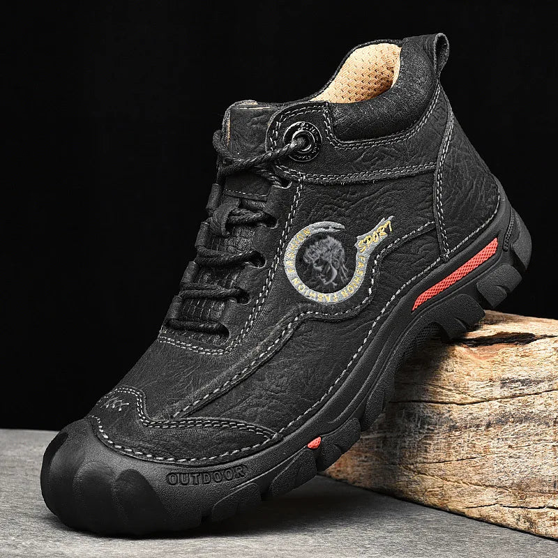 Botas Outdoor Hombre Cuero Genuino - Hiking Climbing Cálidas Invierno Nieve Plataforma