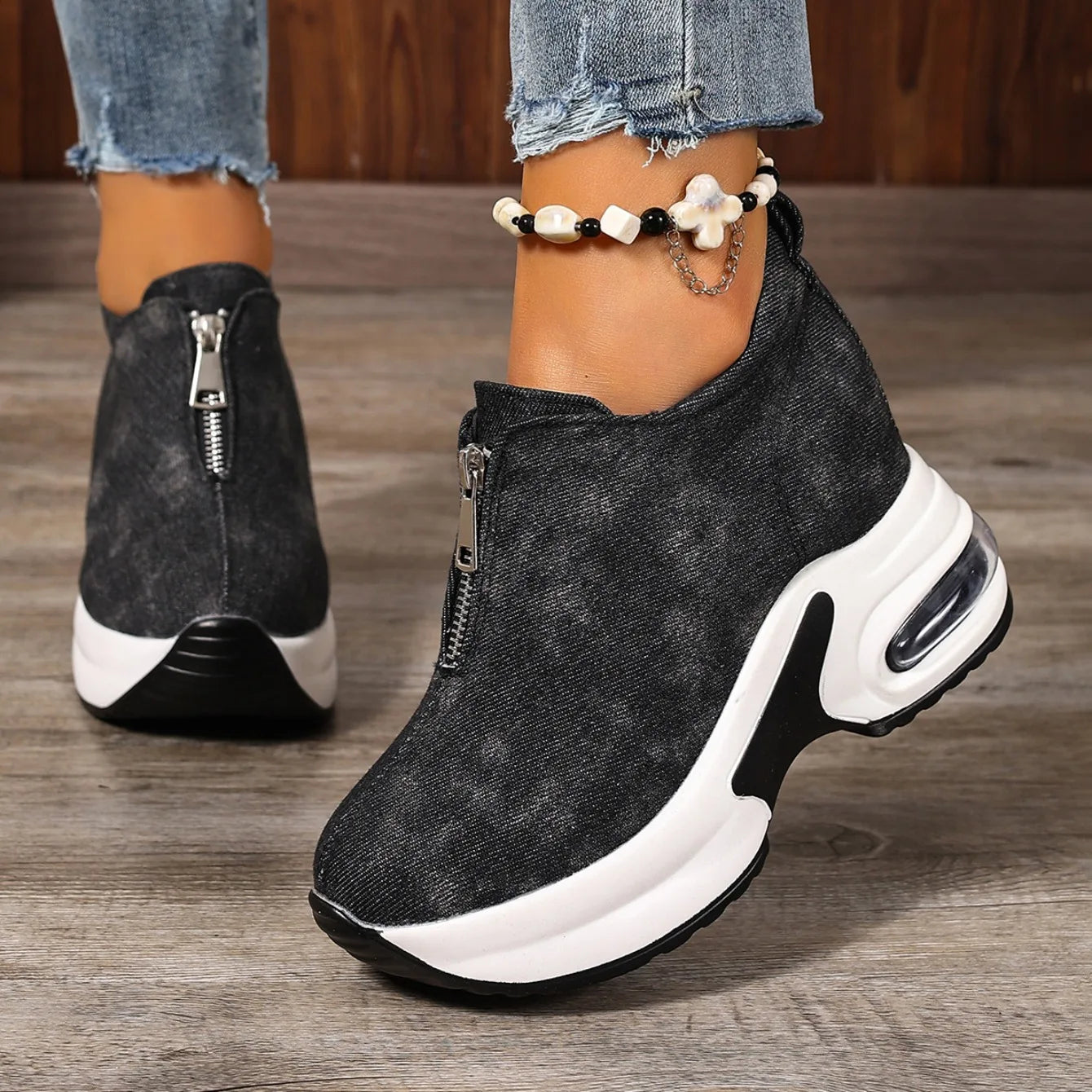 Sneakers Antideslizantes Mujer 2025 - Zapatillas Plataforma Cuña Slip-On Vulcanizadas