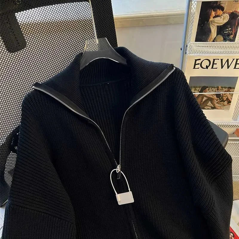 Cárdigan Hombre Punto Grueso - Chaqueta Cremallera Otoño Invierno Casual