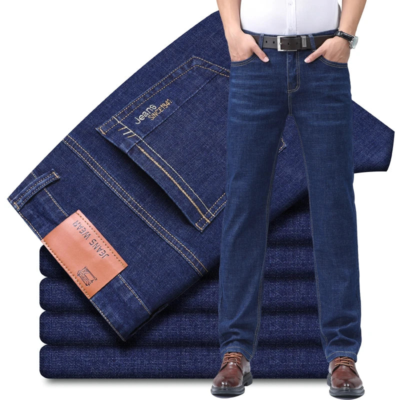 Vaqueros Hombre Verano Finos - Jeans Rectos Business Suaves Alta Calidad Trabajo