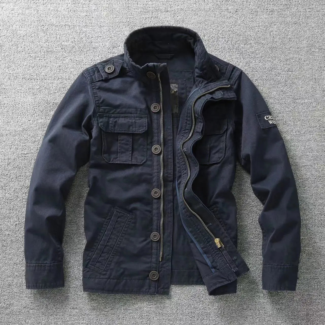 Chaqueta Hombre Denim Cargo Capucha - Multi-Bolsillos Outdoor Senderismo