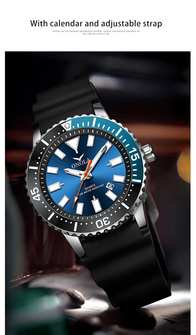 Reloj de Cuarzo ONOLA 3850 Premium para Hombre - Resistente al Agua con Calendario Luminoso