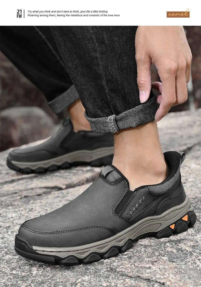 Zapatos Casuales Hombre Cuero - Mocasines Slip-On Antideslizantes