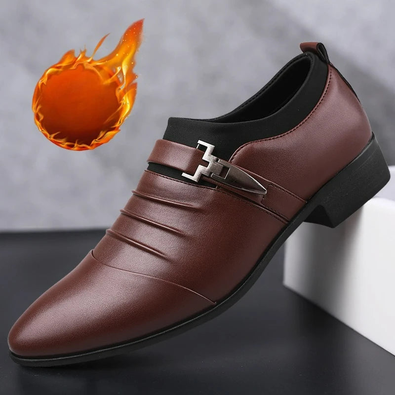 Zapatos Vestir Hombre Business Cuero - Luxury Slip-On Oxford Punta Puntiaguda Boda Tallas Grandes