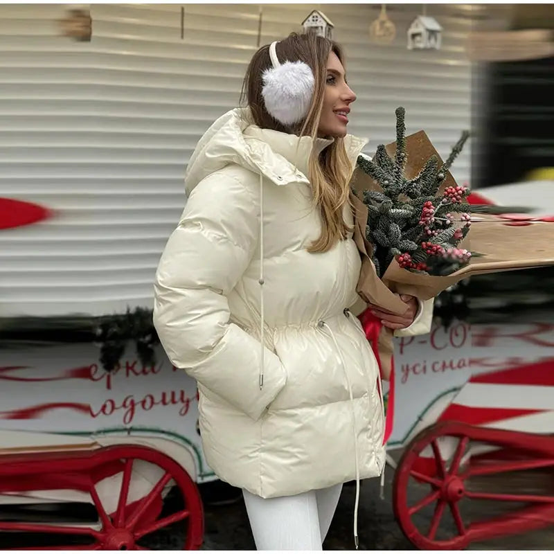 Chaqueta Algodón Mujer Gruesa - Chaqueta Cuello Alto Cremallera Capucha 2025