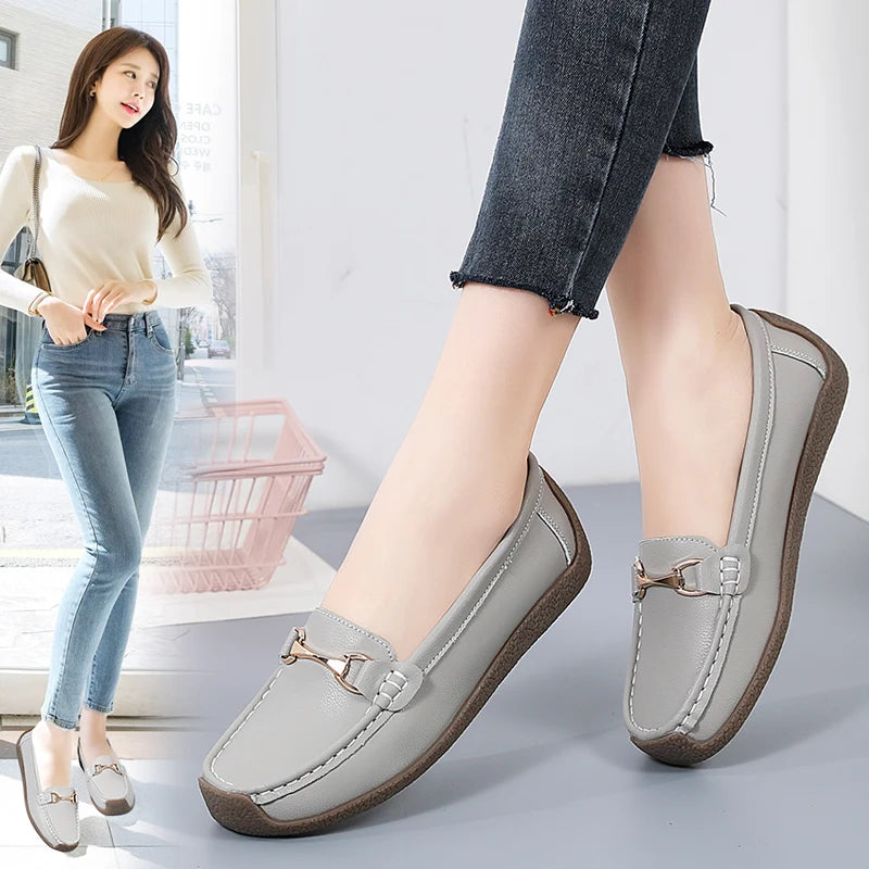 Zapatos Piel Mujer Moccasins - Loafers Designer Slip-On Planos Talla Grande