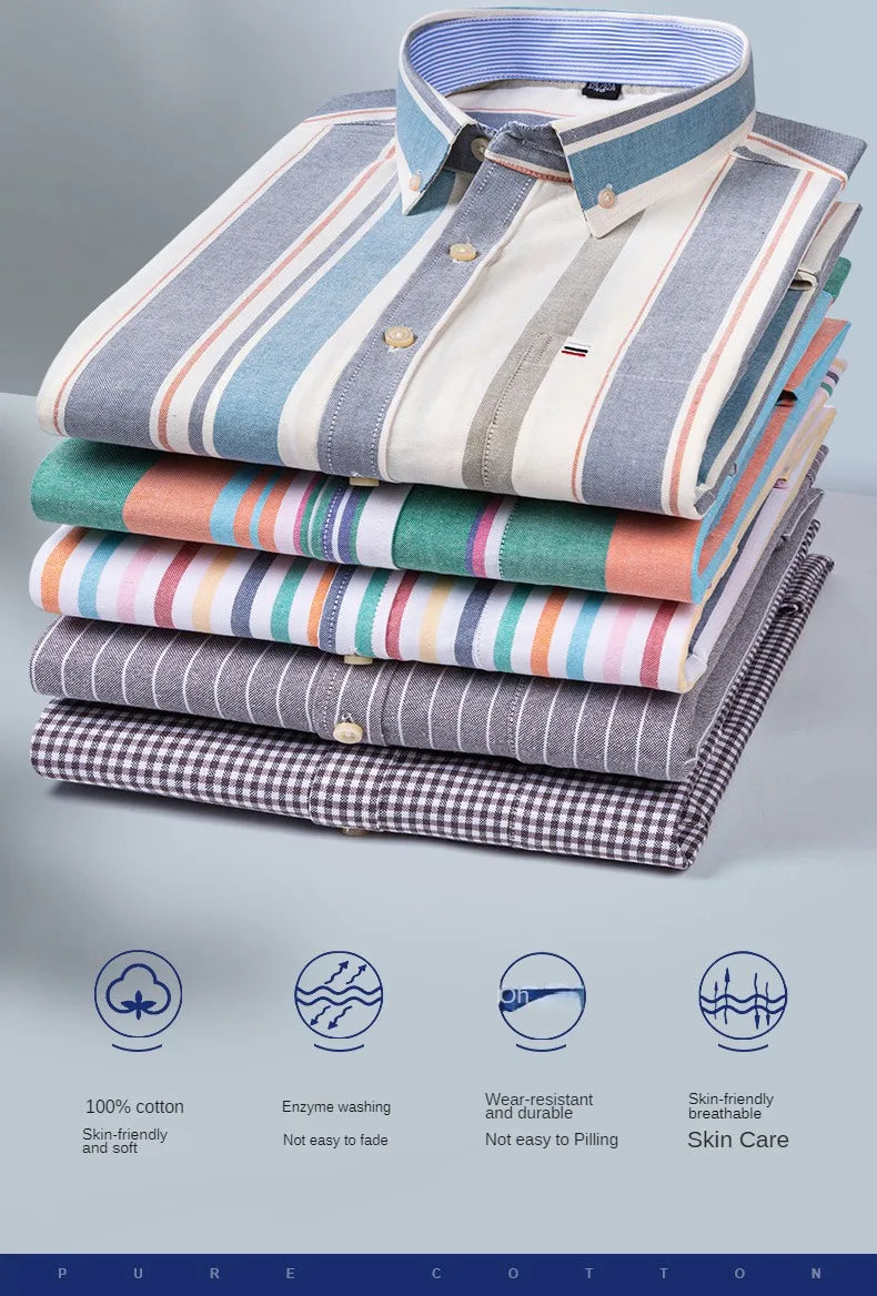 Camisa Hombre Business Cuadros 2024 - Fashion Trabajo Algodón Casual Vestir Slim Fit Manga Larga Botones