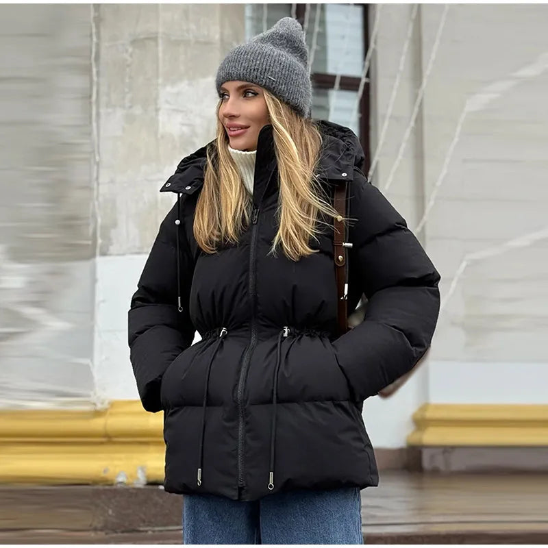 Chaqueta Algodón Mujer Gruesa - Chaqueta Cuello Alto Cremallera Capucha 2025