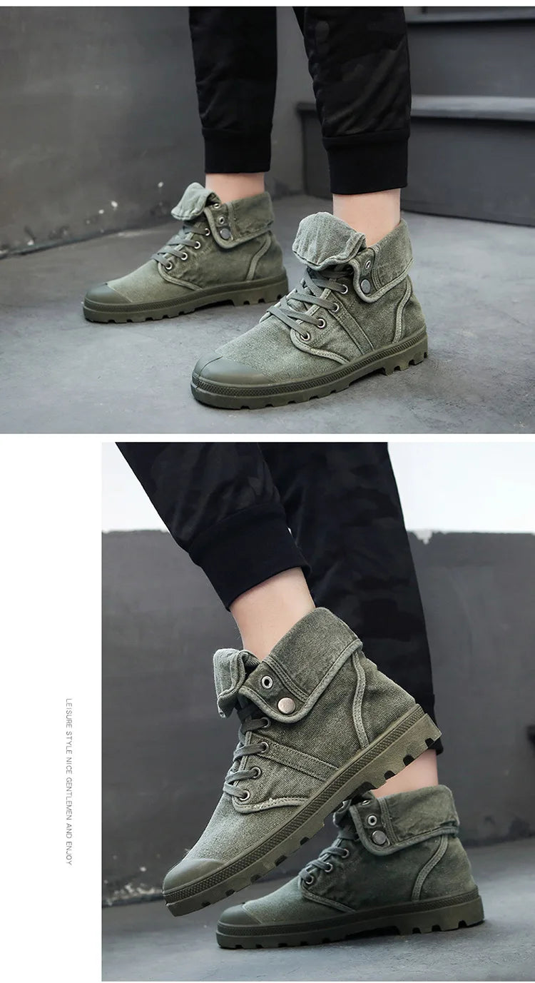 Botines Hombre Outdoor Canvas - Botas Casual Transpirables Cordones