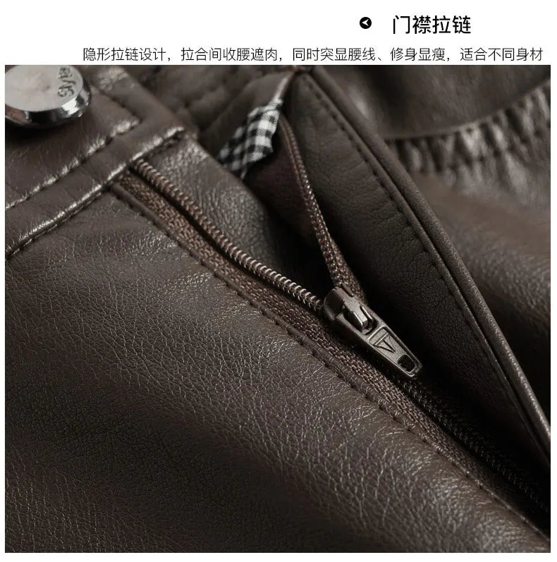 Pantalón Cuero Mujer Pierna Ancha - Pantalón PU Otoño Invierno