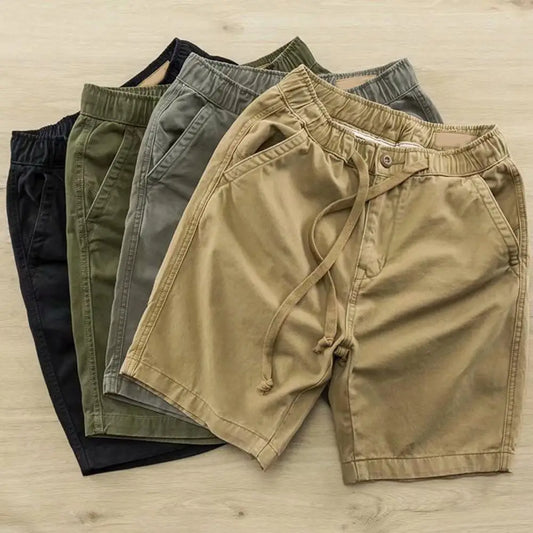 Shorts Hombre Algodón Verano - Bermudas Casuales Cintura Elástica Cordón