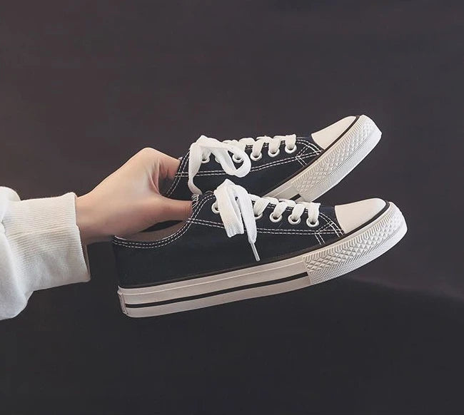 Zapatos Canvas Mujer Blancos - Zapatillas Planas Cordones Primavera 2025