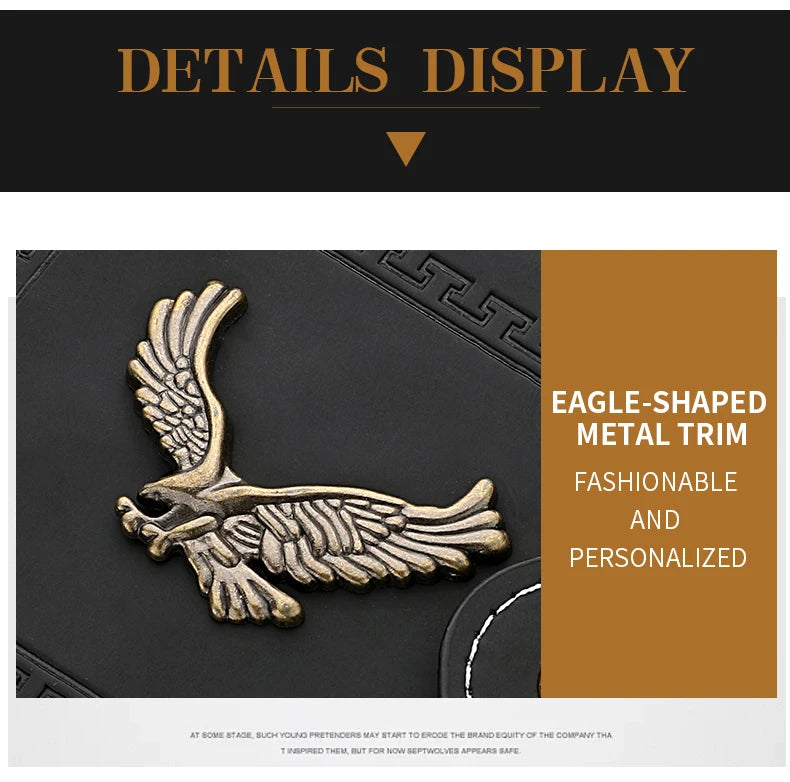 Cartera Hombre Corta Cuero PU - Billetera Plegable Tarjetero Águila