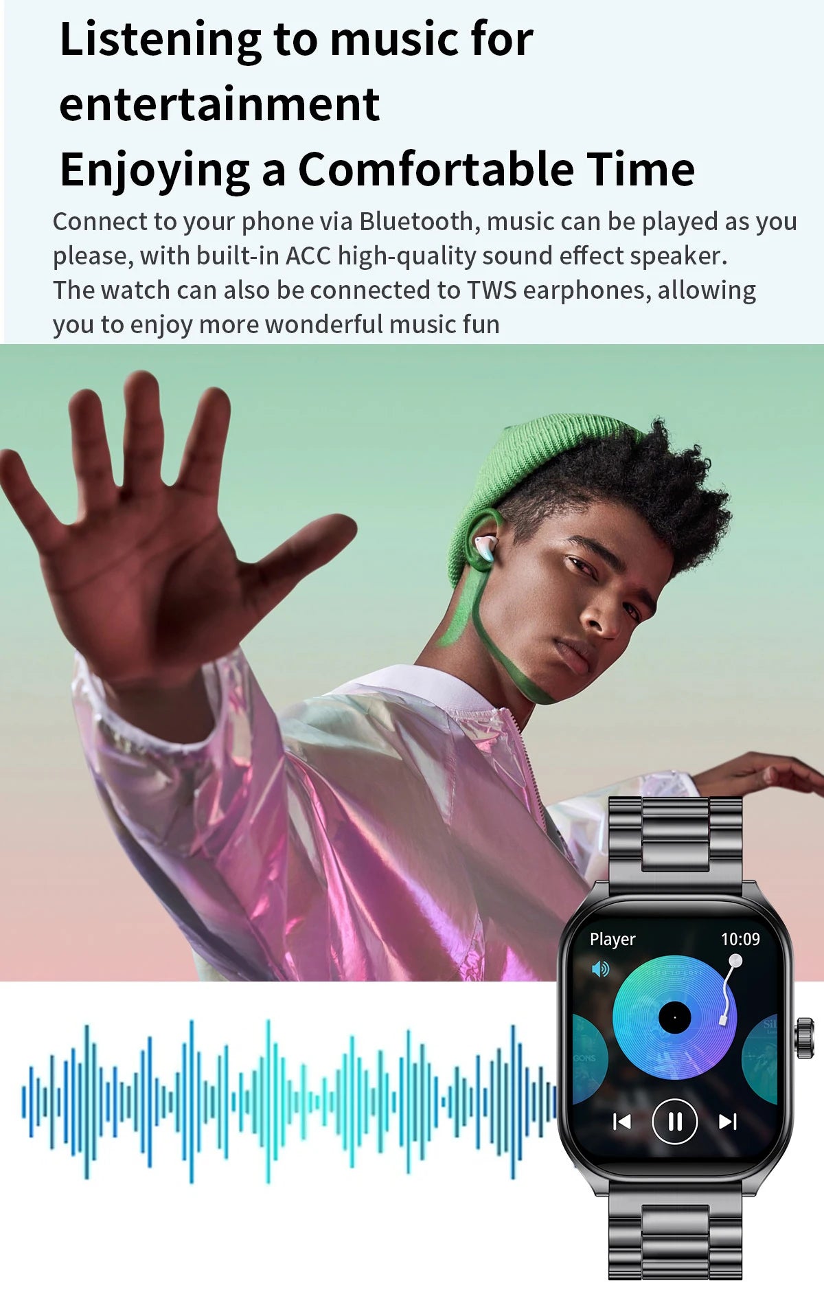 Smartwatch Hombre 2.01'' AMOLED Pantalla Curva - IP68 Bluetooth 5.3 Llamadas Asistente IA Fitness