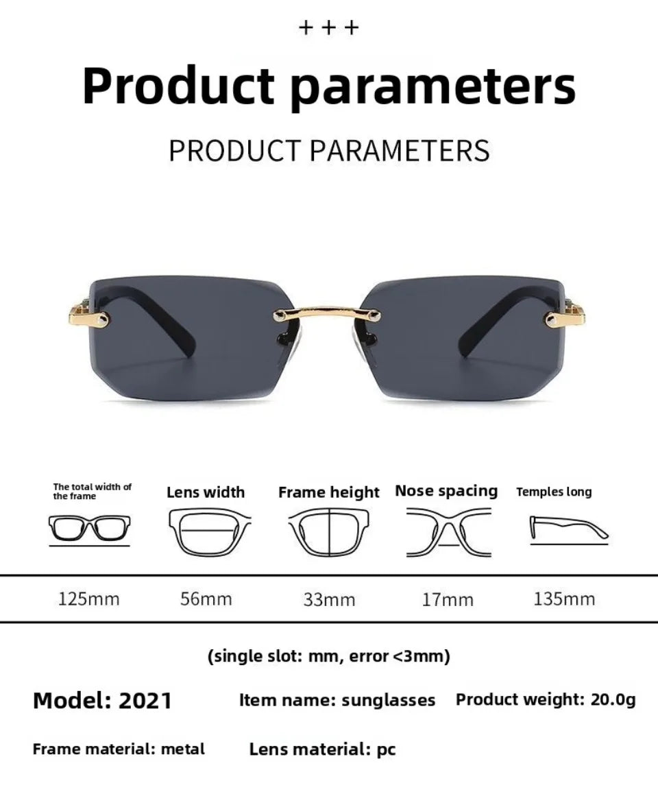 Gafas de Sol Rectangulares Sin Montura - Fashion Unisex Verano UV400