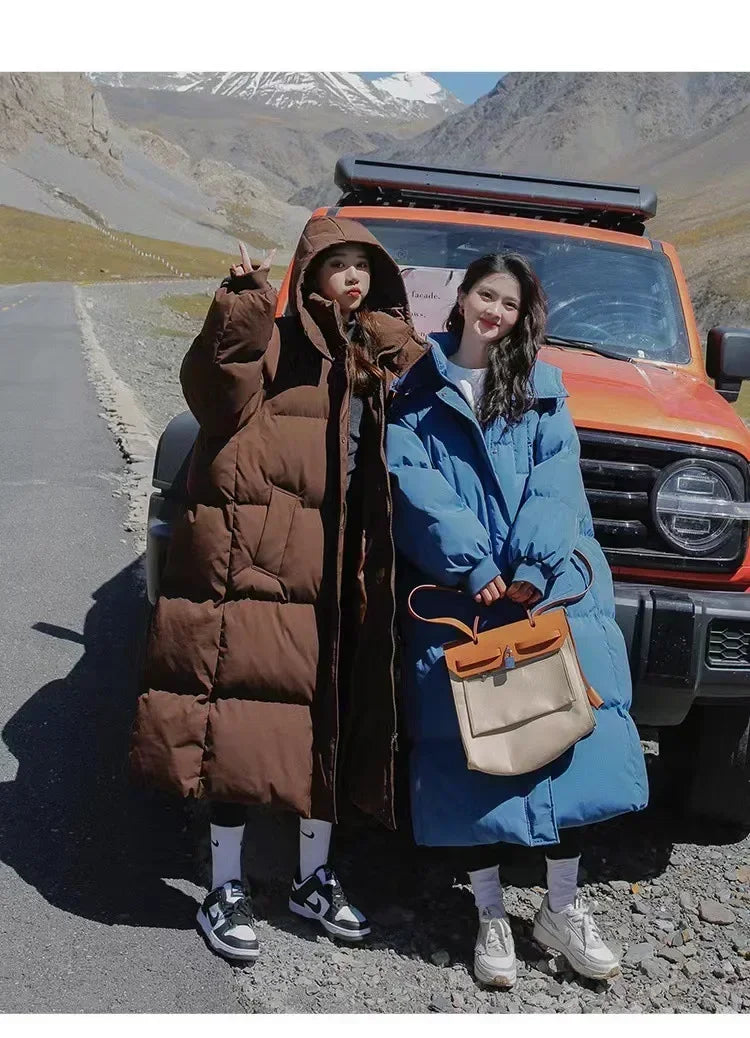 Abrigo Mujer Invierno 2025 Coreano - Largo Rodilla Capucha Tallas Grandes