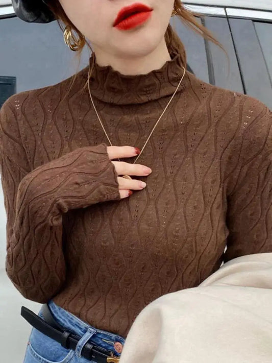 Suéter Cashmere Mujer Cuello Alto - Jersey Slim Otoño Invierno