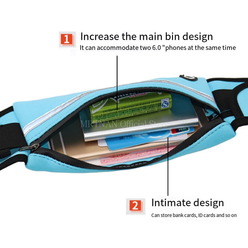 Riñonera Deportiva Running Impermeable - Cinturón Cartera Portátil Móvil Bolsa