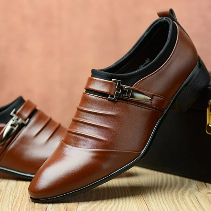 Zapatos Vestir Hombre Business Cuero - Luxury Slip-On Oxford Punta Puntiaguda Boda Tallas Grandes