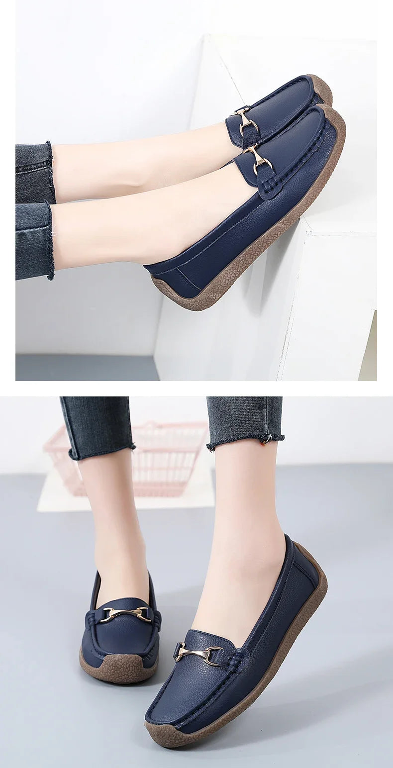 Zapatos Piel Mujer Moccasins - Loafers Designer Slip-On Planos Talla Grande