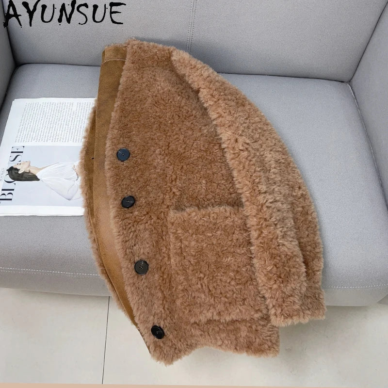 Chaqueta Lana Mujer Natural - Chaqueta Cordero Cuello V Media Largo 2025