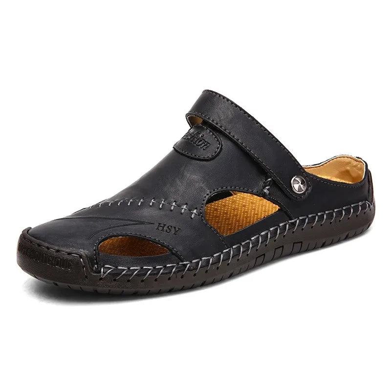 Sandalias Hombre Cuero Verano 2025 - Clásicas Romanas Outdoor Playa Chanclas Goma Trekking
