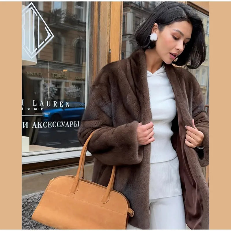 Chaqueta Piel Sintética Mujer Lujo - Chaqueta Cinturón Cuello V