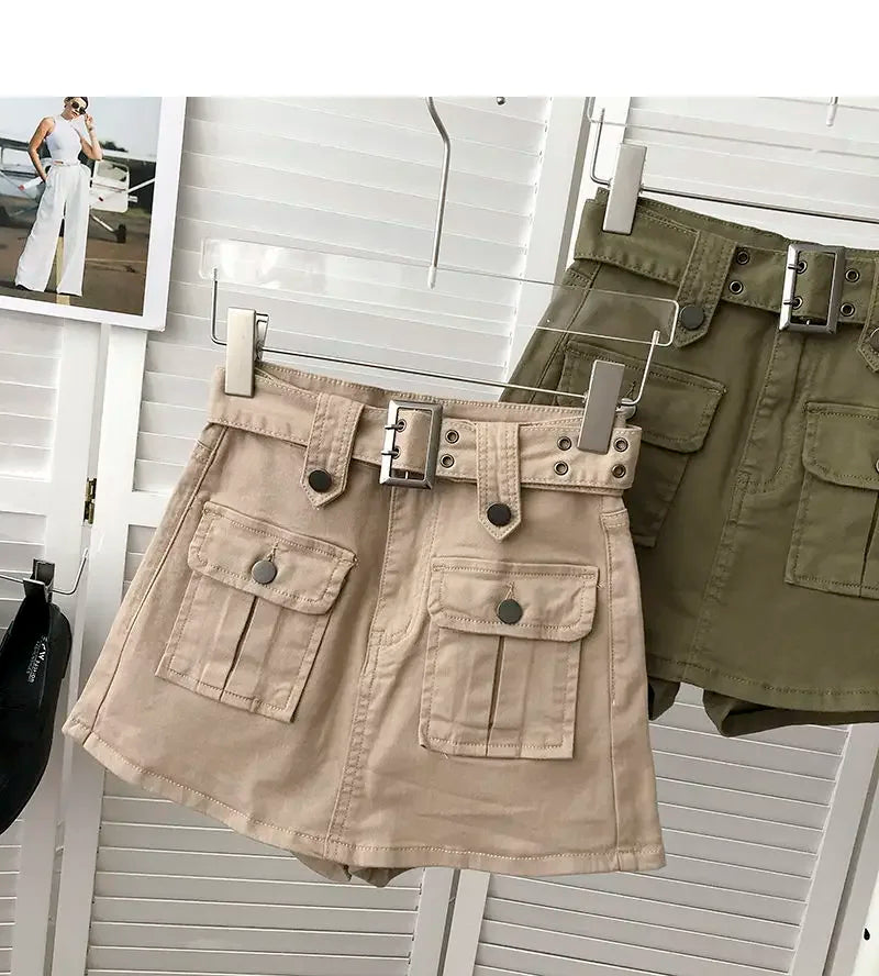 Falda Denim Mini Mujer Cargo - Falda Vaquera Bolsillos Cintura Alta 2025