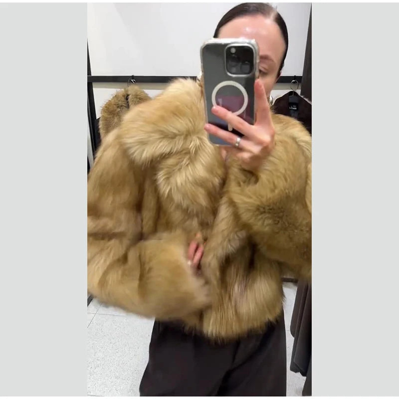 Chaqueta Piel Mujer Elegante - Chaqueta Cuello Alto Holgada 2025