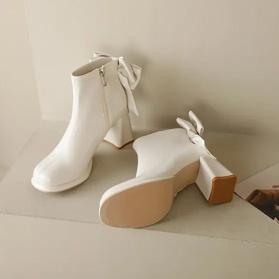 Botas Tobillo Mujer Plataforma Tacón - Lazo Trasero Calcetín Otoño Punk