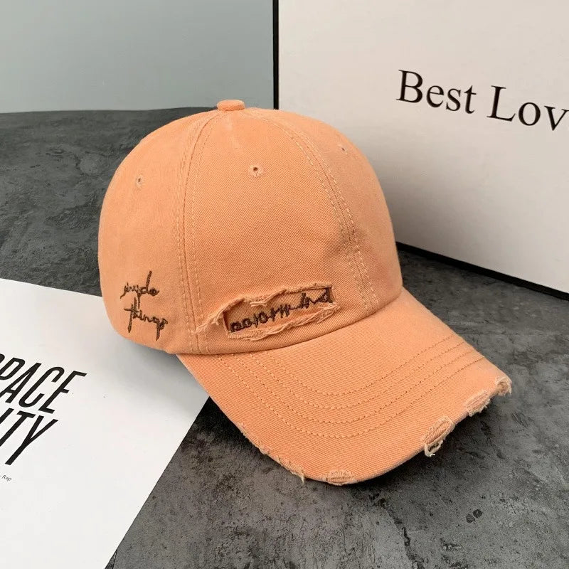 Gorra Baseball Vintage Bordado Letras - Cap Ajustable Primavera Verano Unisex