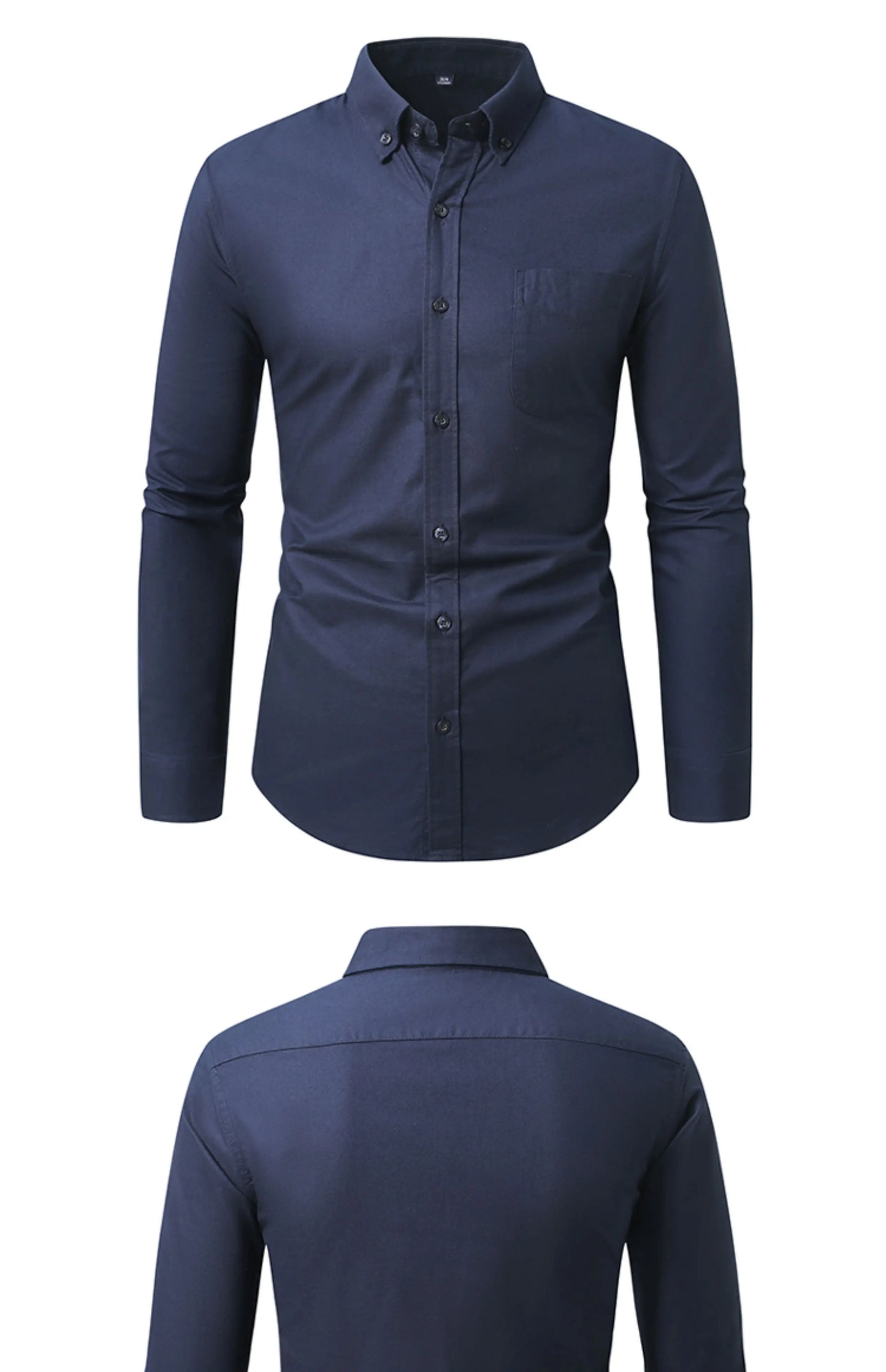 Camisa Hombre Algodón Resistente - Alta Calidad Manga Larga Color Sólido Rayas