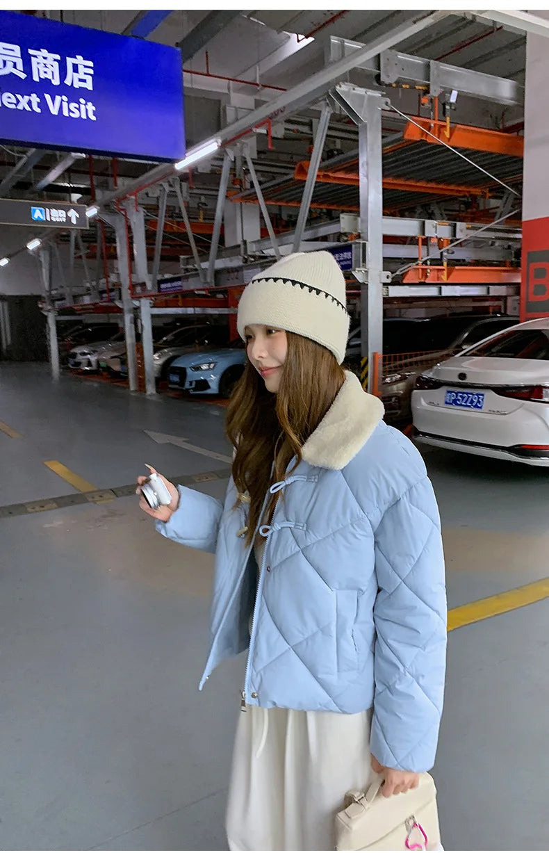 Chaqueta Algodón Mujer Tendencia - Chaqueta Estilo Chino Cuello Lana 2025