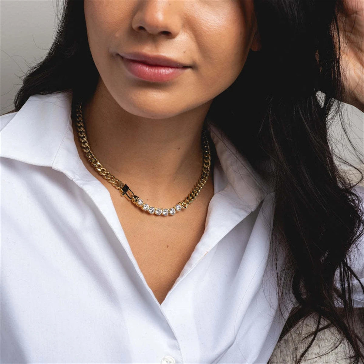 Set Collar y Pulsera Hip-Hop Hombre - Chapado Oro 18K