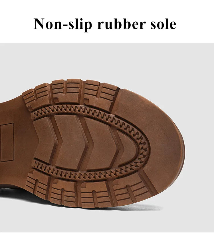 Botas Hombre Motocicleta Outdoor - Botines Casual Plataforma Cordones Marrón Negro