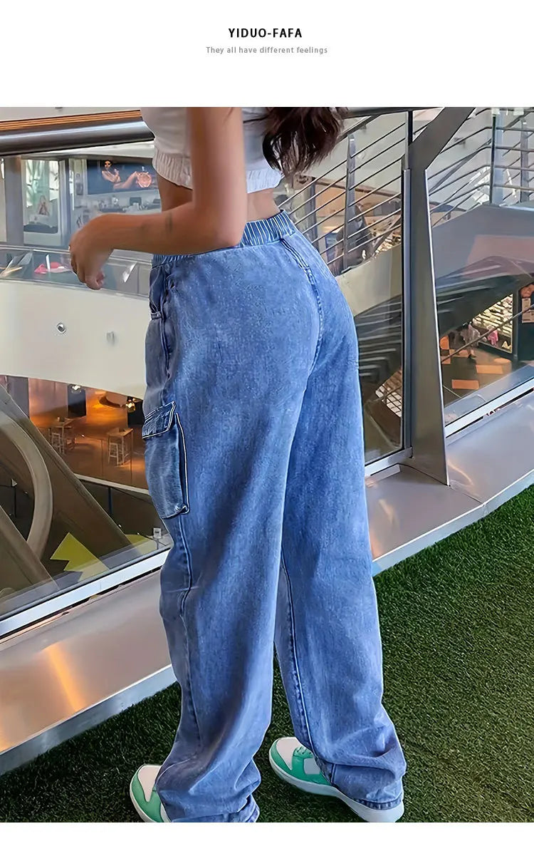 Jeans Cargo Mujer Streetwear - Pantalón Multibolsillos Vintage 2025